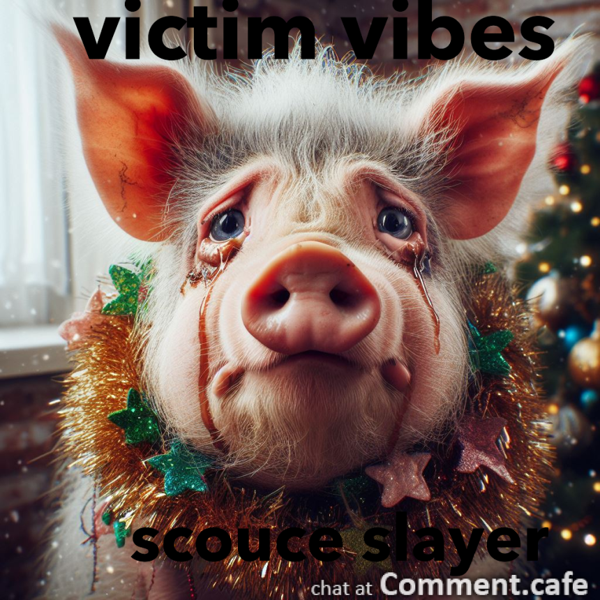 ugly crying pig with tinsel round neck.png